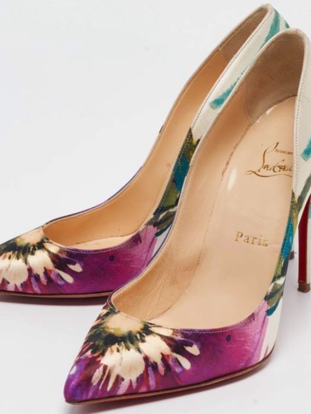 Christian Louboutin Pigalle Follies 100 Pumps Maxi Fiori Size 39